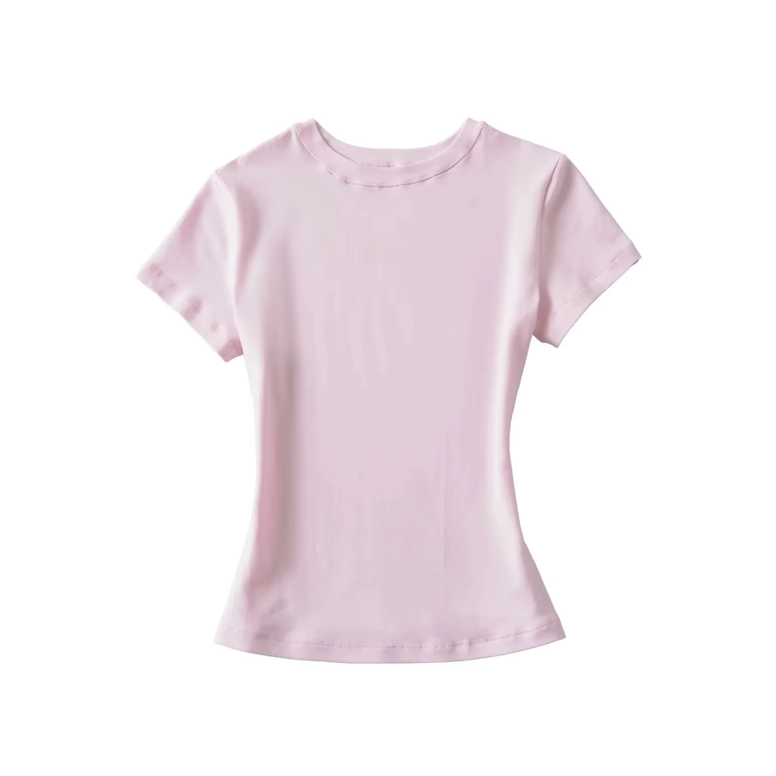 Kardashian taille sur mesure T-Shirt à manches courtes femmes été coupe ajustée élastique Base courte haut col rond épissure épaule manches
