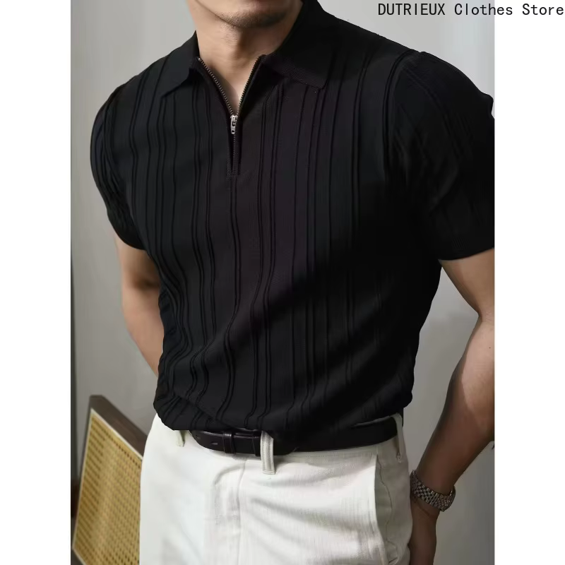 【2025 Vêtements d'été légers de luxe pour hommes】 Polo à fermeture éclair