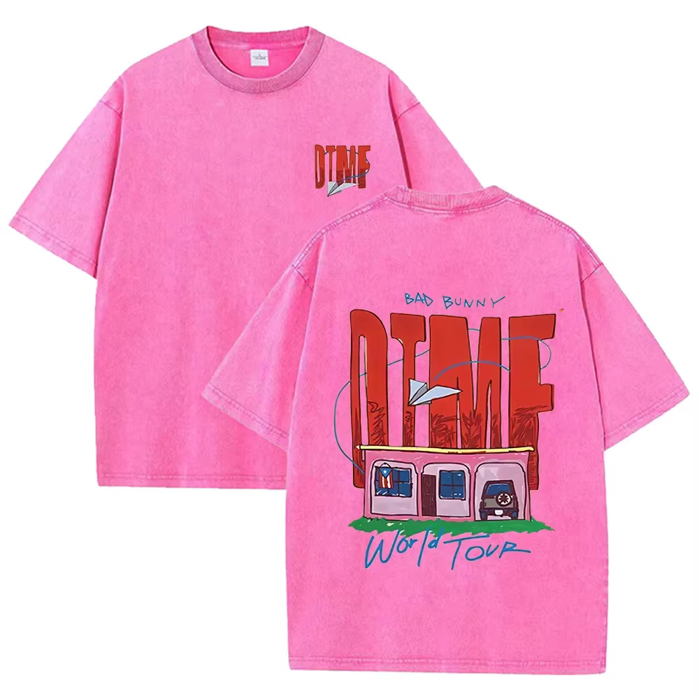 T-shirt vintage délavé beige 2026 Bad Bunny DTMF World Tour Graphic Tee unisexe décontracté streetwear