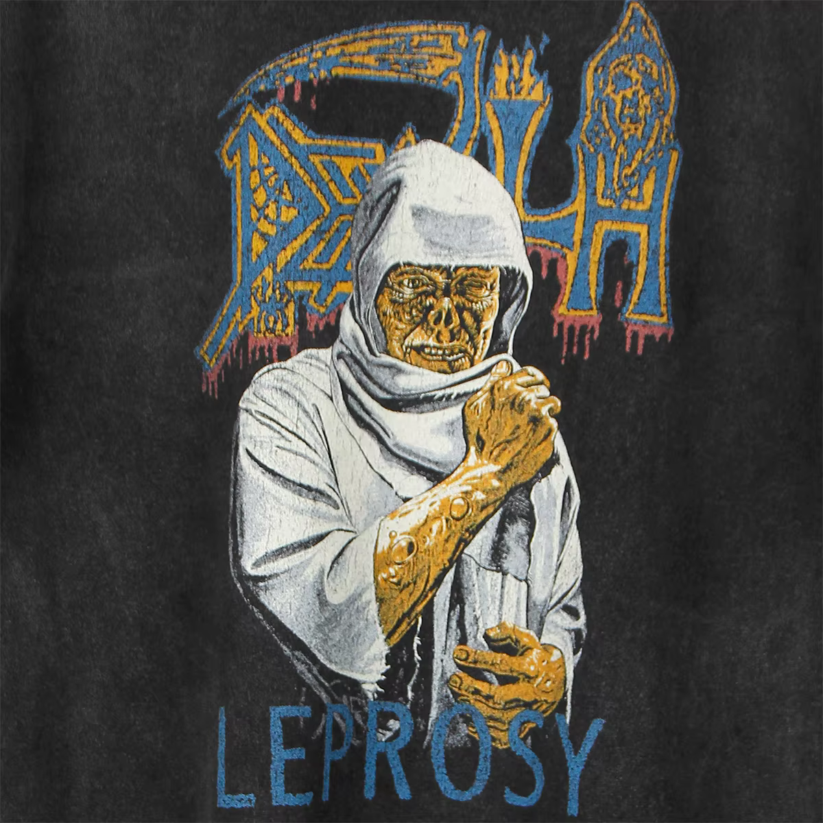 Death Leprosy T-Shirt Mantas Chuck Schuldiner métal morbide ange nécrologie rétro lavé coton vêtements pour hommes chemise à manches courtes