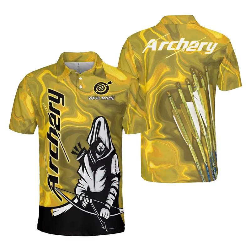 Mode tir à l'arc personnalisé Polo pour hommes personnalité impression 3D rue drôle t-shirt haut été tendance Sport