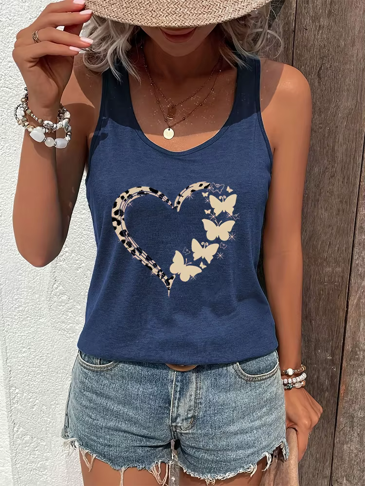 Femme Racerback Débardeur Léopard Papillon Imprimé Sexy Hauts