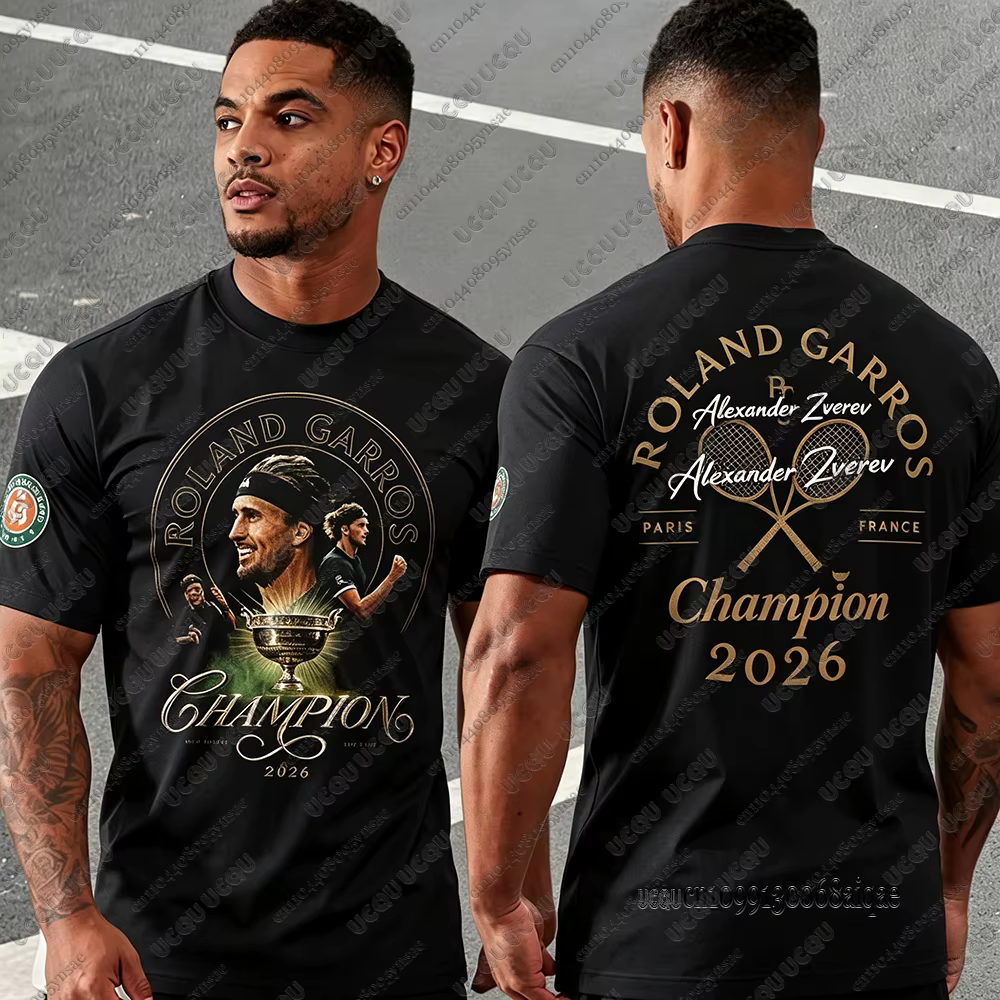 Nouveaux Maillots de Tennis Français 2026 pour Hommes - T-shirt Décontracté Sportif à Manches Courtes Alexander Zverev Champions - Haut pour Homme