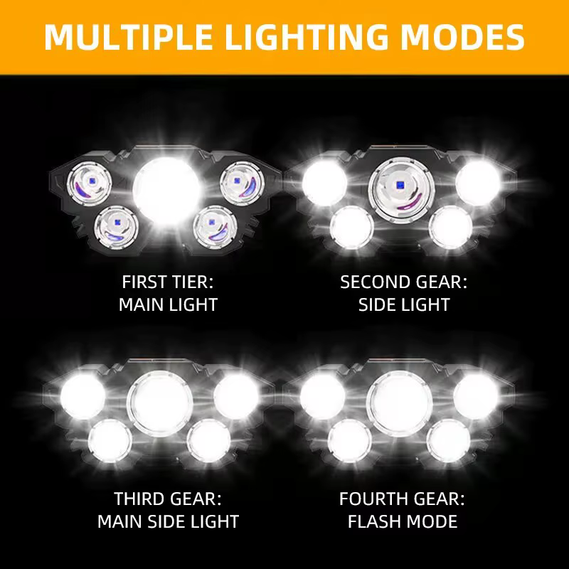 Lampe de bain LED à cinq têtes