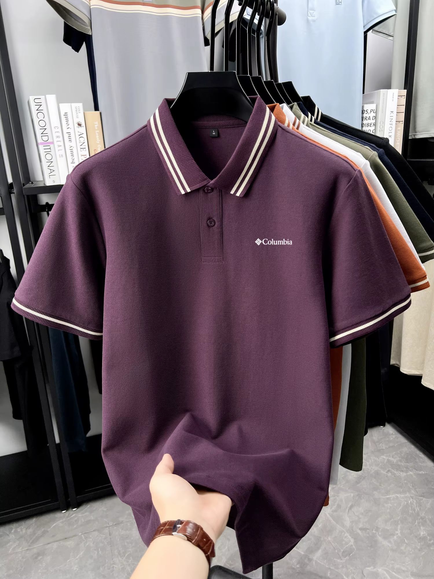 Polo classique pour homme à double bordure avec logo Columbia