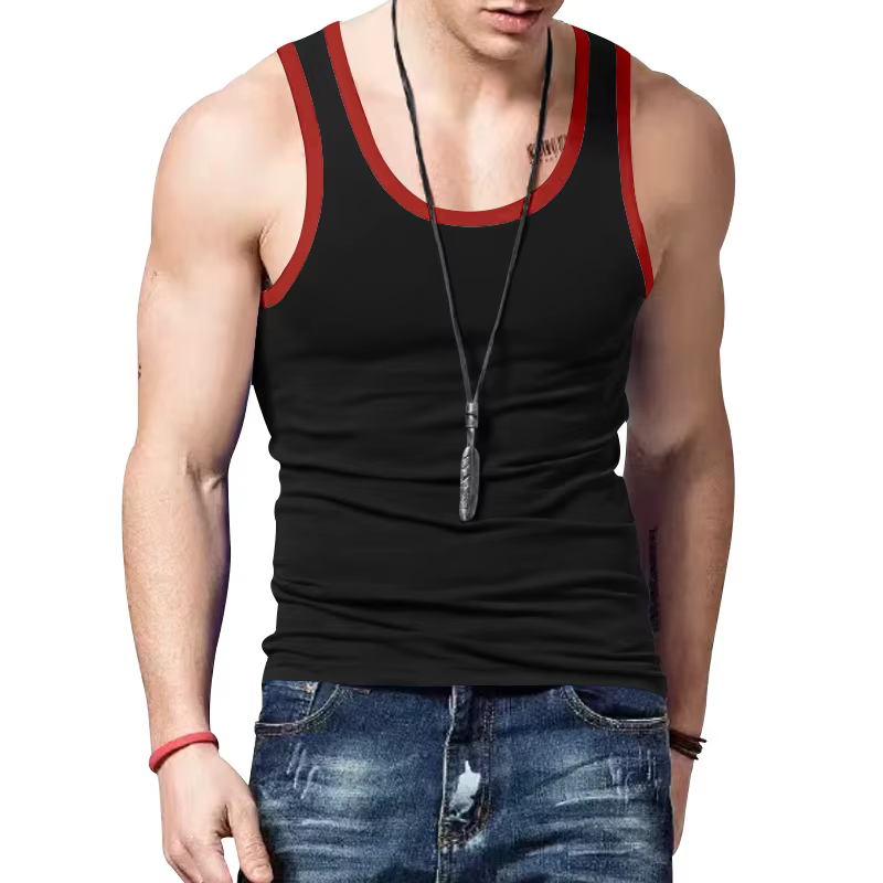 Débardeur Homme Color Block Coupe Slim Décontracté Sans Manches Gilet Sportif Été Sous-vêtement