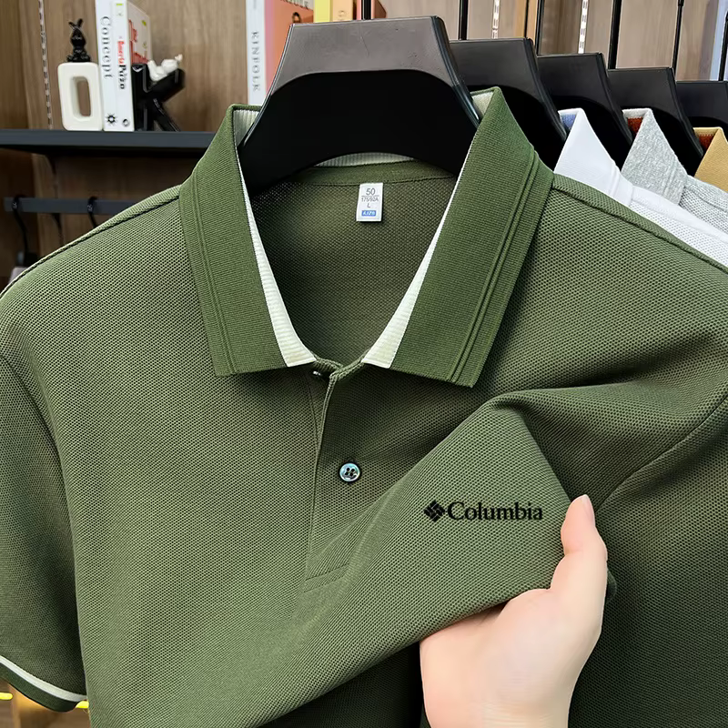 Polo Homme 100% Coton Exquis, Broderie Lettre Simple, Polyvalent, Léger et Respirant pour l'Été