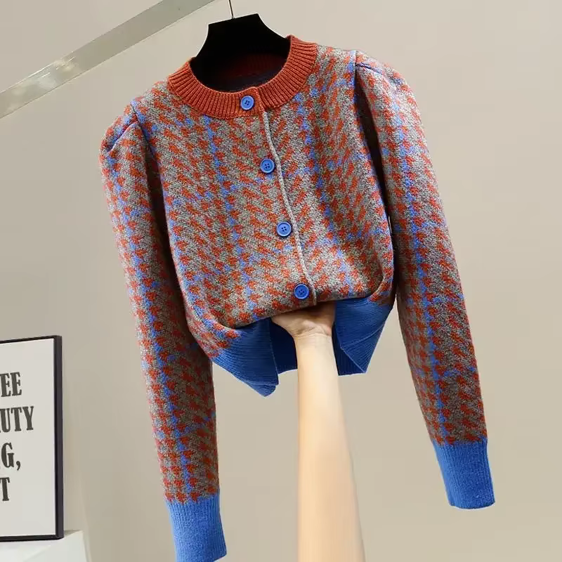 Cardigan en Tricot Rouge à Manches sulfpour Femme