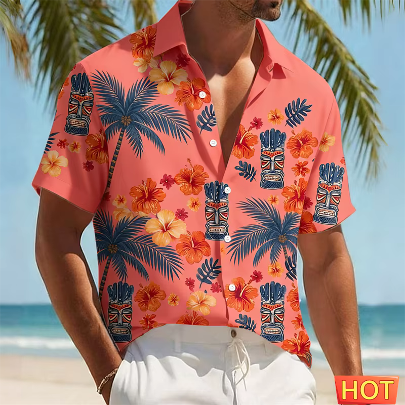 Chemise hawaïenne Tiki pour homme