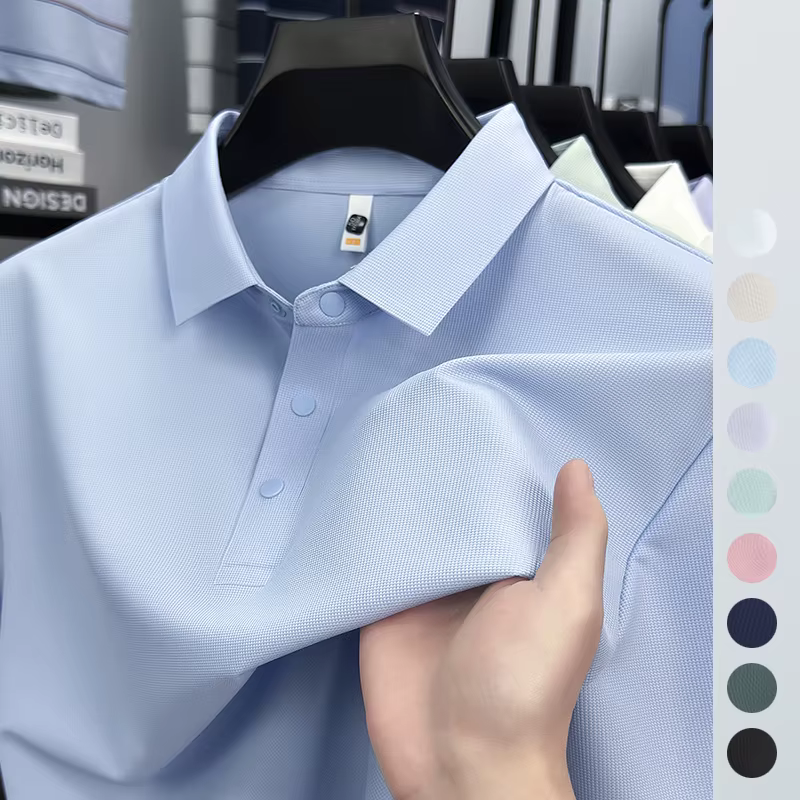 2025 Chemise polo gaufrée sportive pour hommes | Tailles supérieures de Tennis de Golf évacuant l'humidité S-5XL