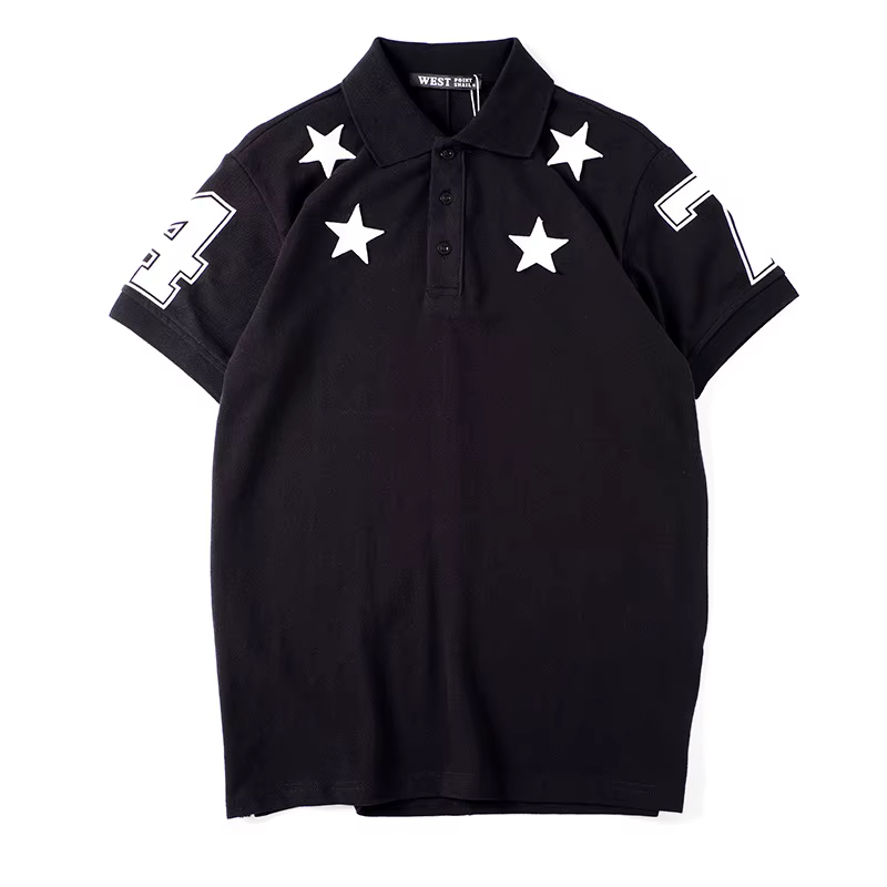 Haut nouveau hommes luxe 2021 classique brodé PU cuir étoile 74 polos chemise Hip Hop Skateboard coton Polo Top M-2XL # D177