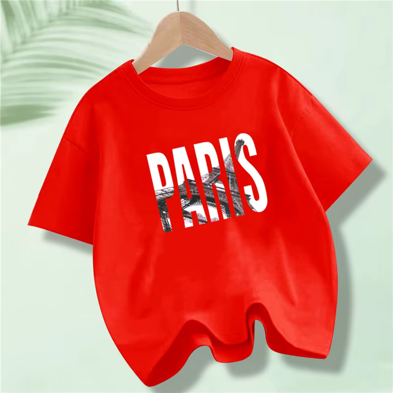 T-Shirt en Coton à Manches Courtes pour Enfant Garçon et Fille