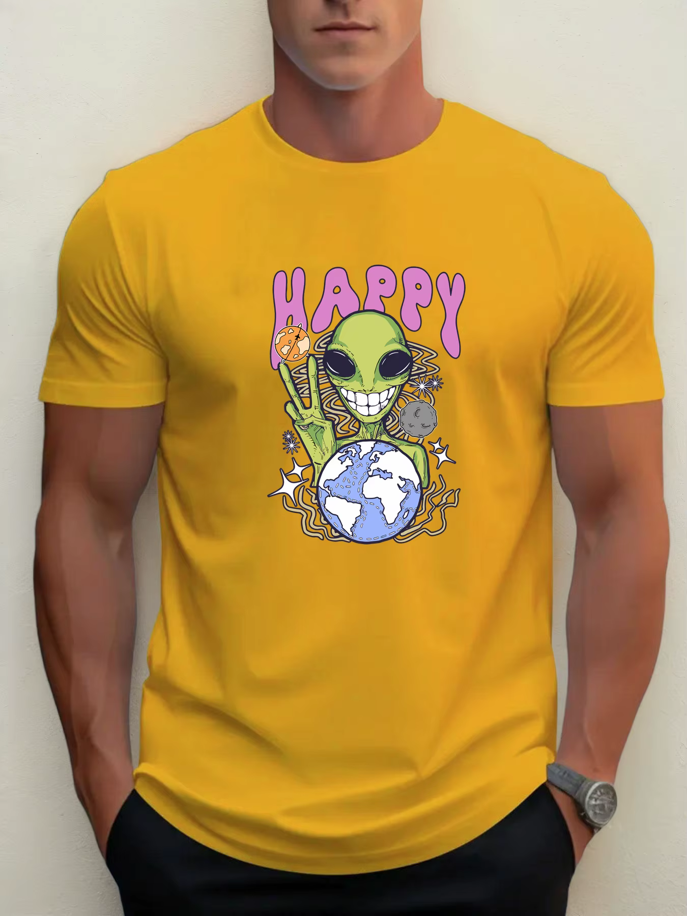 T-shirt pour hommes alien 100 % coton impression graphique été