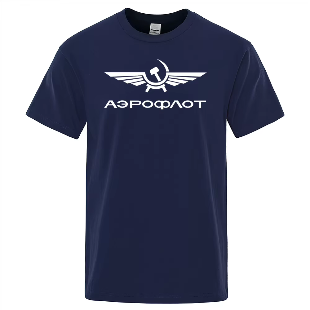 Aeroflot Aviation Russe Pilote aérospatial Aviateur T-Shirt hommes été coton à manches courtes mode vêtements décontractés T-Shirt ample