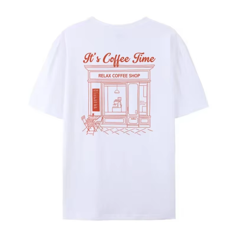 Coffee Time-T-shirt imprimé au dos de style rétro pour femmes