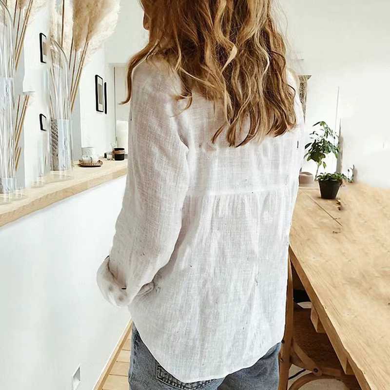 Chemisier ample décontracté en coton pour femme