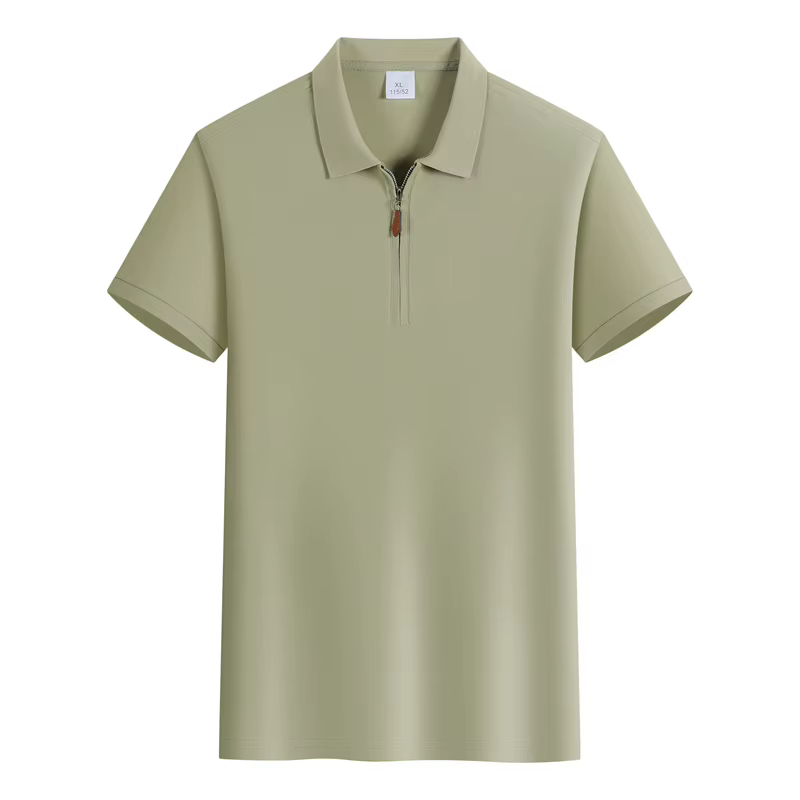 Polo décontracté léger à col zippé pour homme