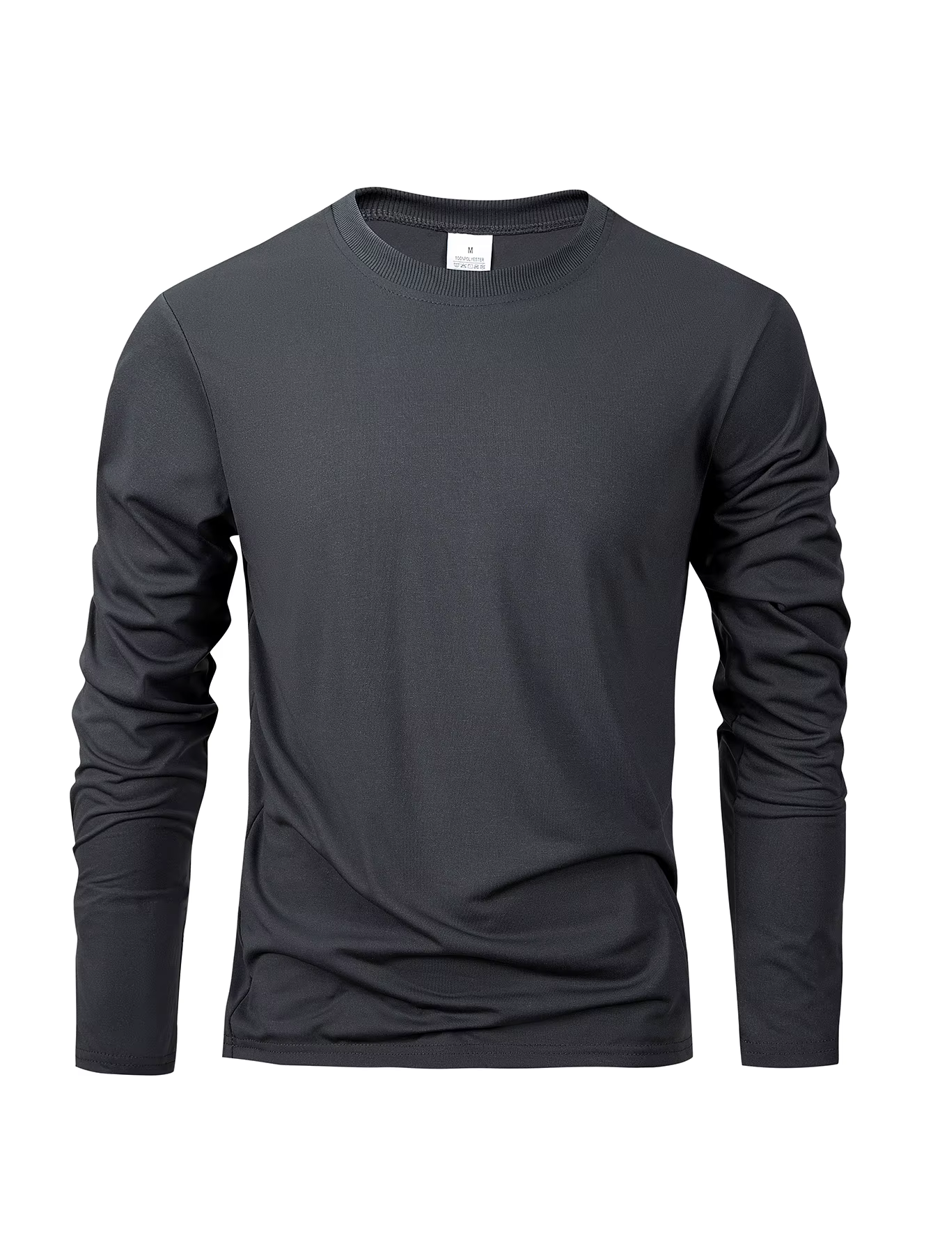 Printemps automne hommes T-shirts à manches longues décontracté hauts couleur unie haute qualité noir T-Shirt classique