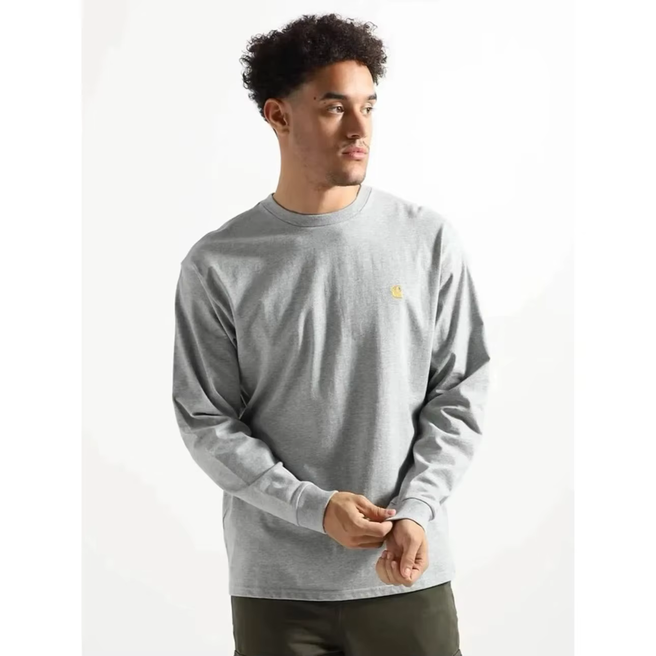T-shirt à manches longues style basique avec logo brodé