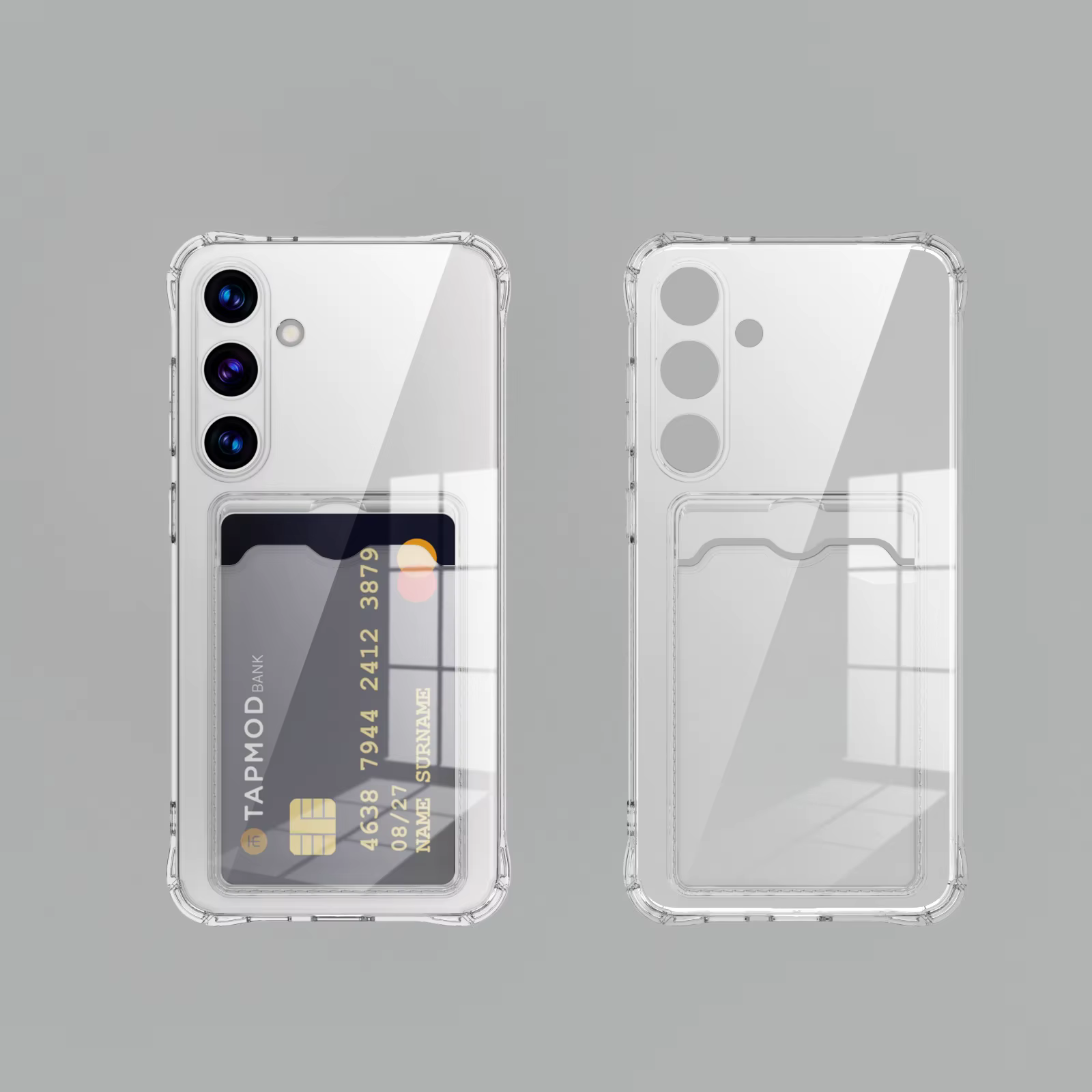 Étui en silicone transparent avec fente pour carte pour Samsung Galaxy S26 S25 Edge S24 S23 S22 S21 Plus Note 20 Ultra S20 FE Protection Cover