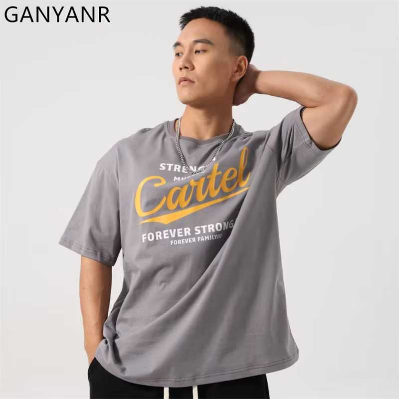 GANYANR T-shirt de course pour hommes vêtements de golf d'été Fitness actif à manches courtes musculation gymnase