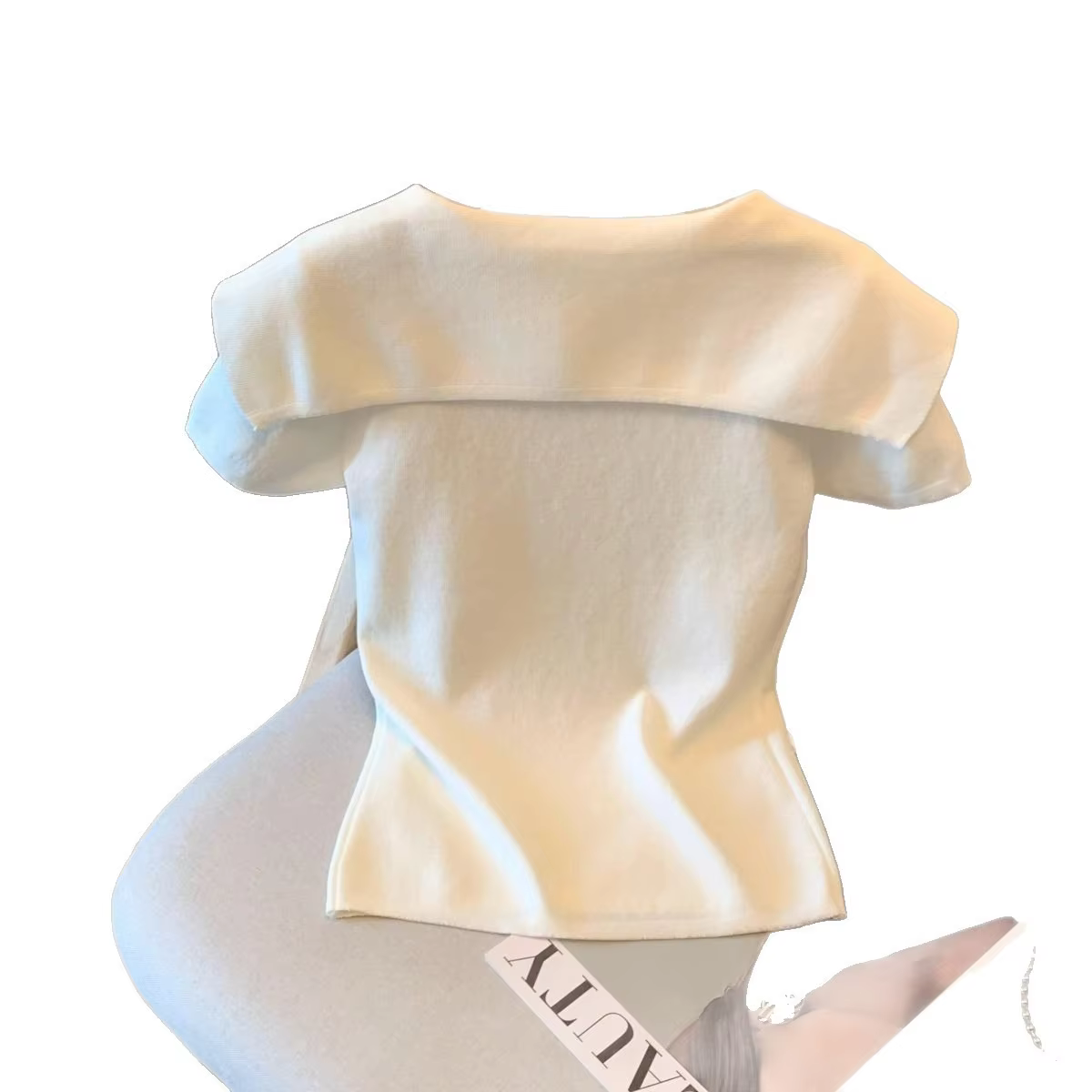 Haut en tricot rayé à lacets et manches courtes pour femme
