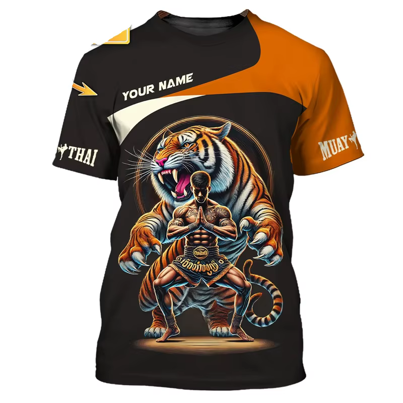 Cool nouveau Muay Thai graphique T-shirt pour hommes impression 3d tigre Dragon