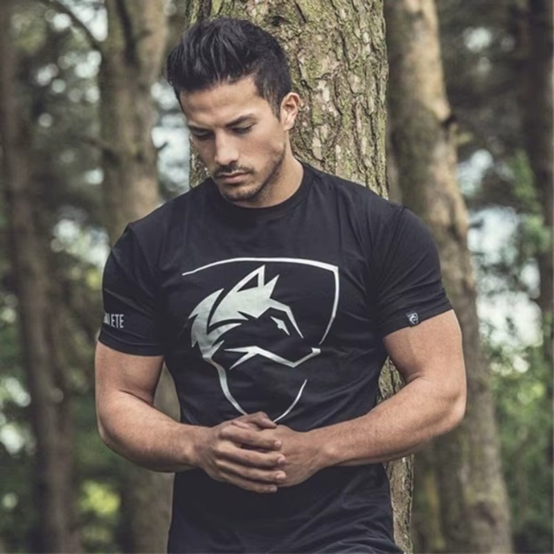 2024 T-shirts de sport d'été hommes en plein air Fitness entraînement T-shirt mode tendance coton élastique course à