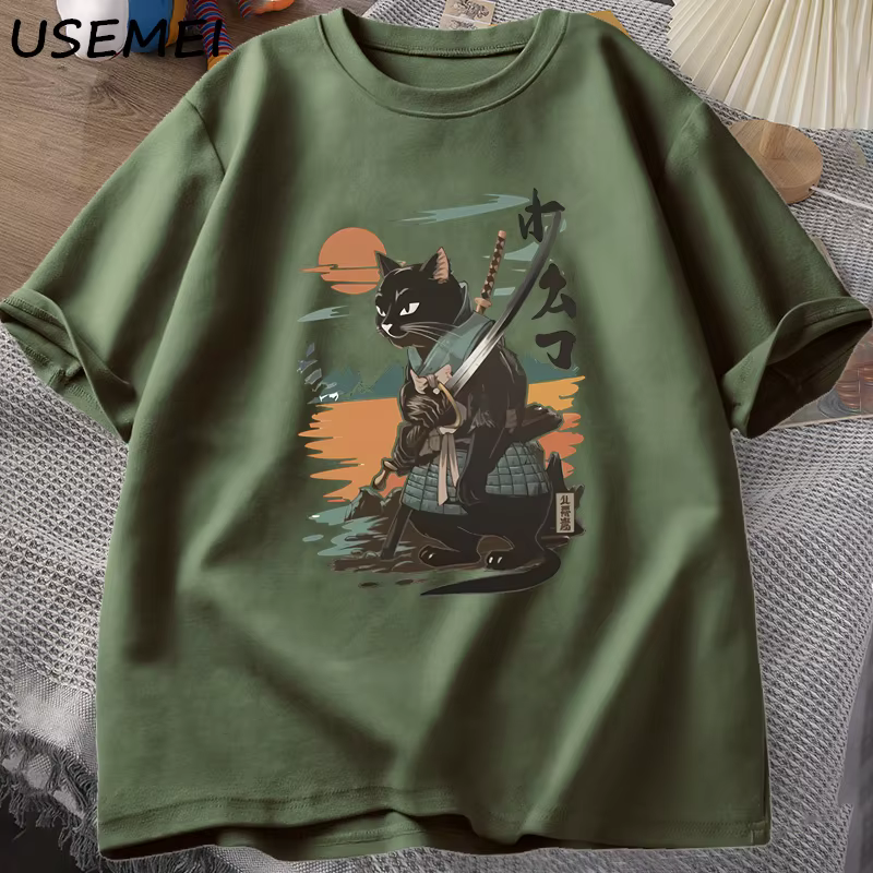 Samouraï chat T-Shirt Style japonais