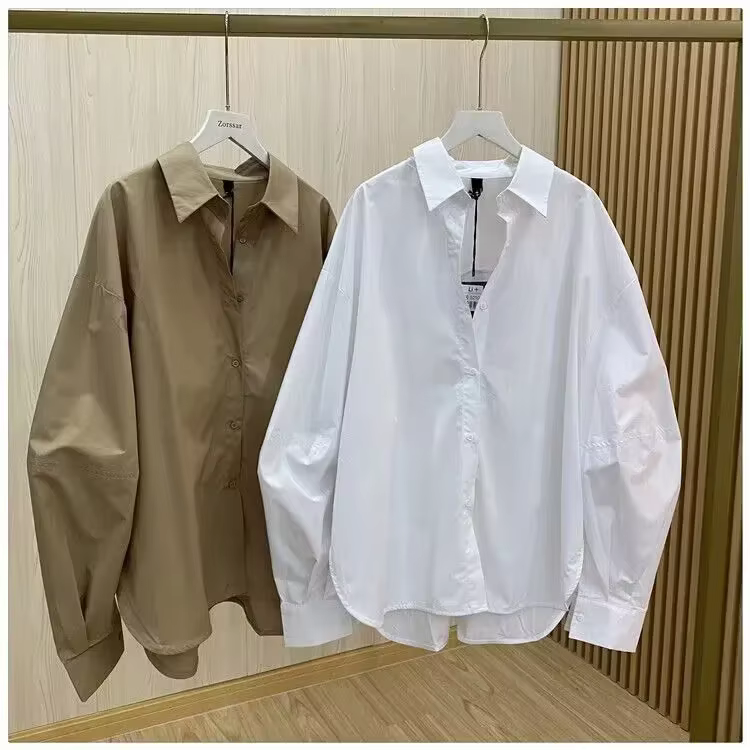 Chemise basique à manches lanternes pour femmes