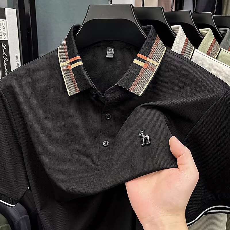 Nouveau Polo 2026 Homme Haut de Gamme Couleur Unie Manches Courtes Col Rabattable