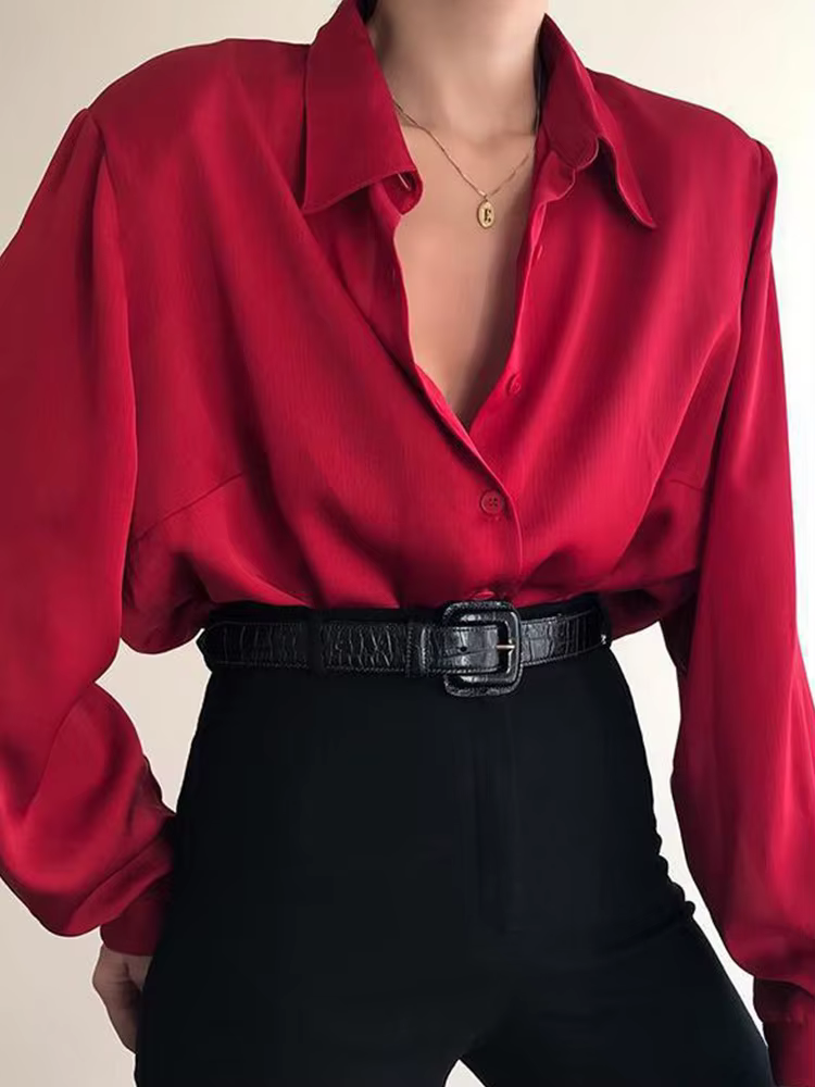 Chemises boutonnées à col rabattu pour femmes