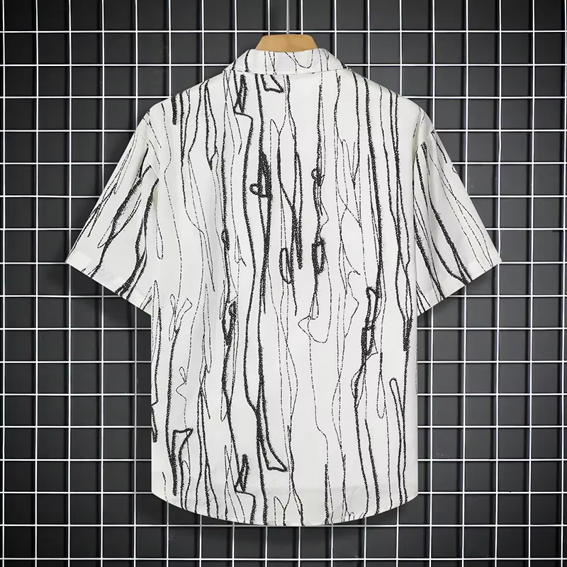 Chemise noire à manches courtes pour hommes