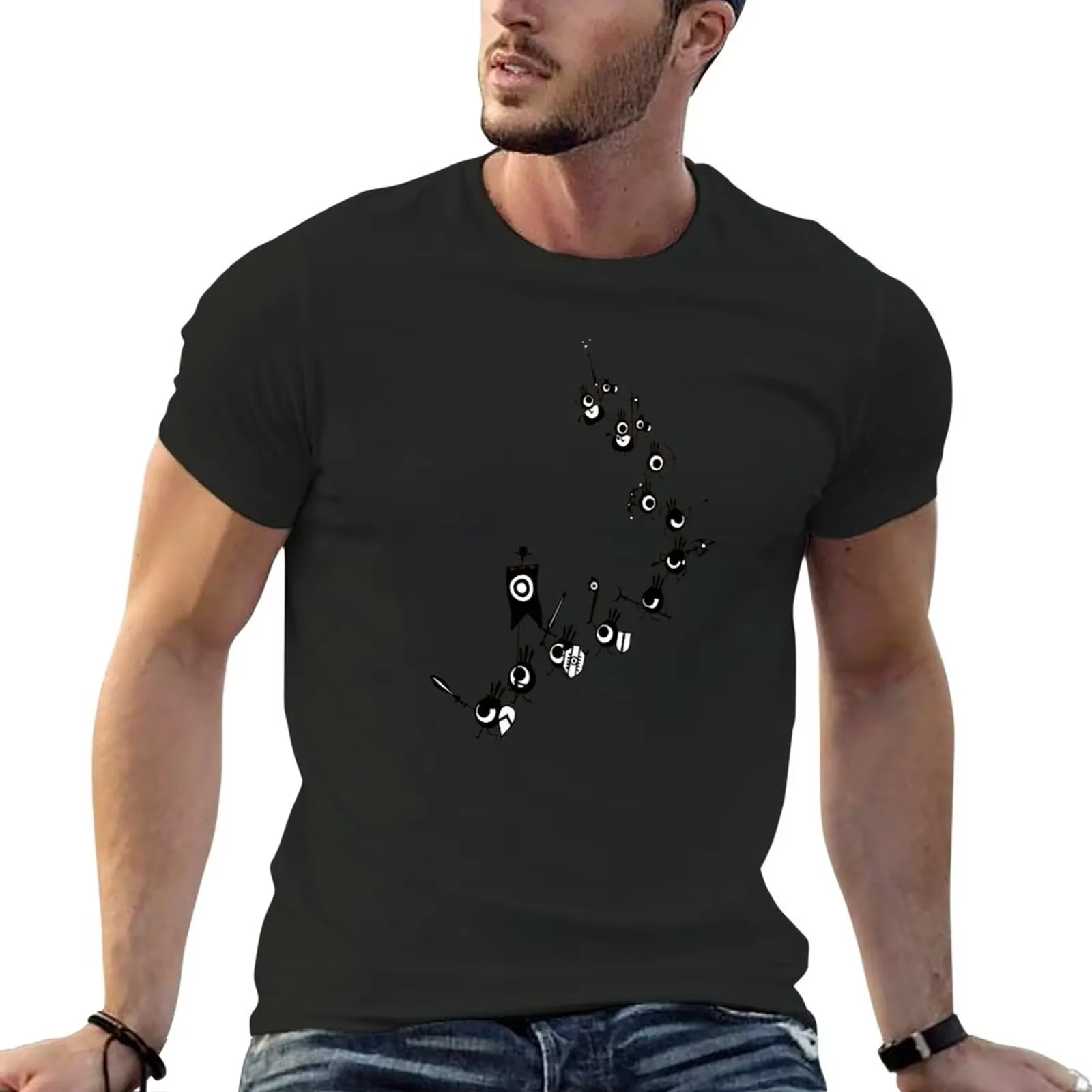 Patapon-T-shirt de l'armée en cascade pour hommes
