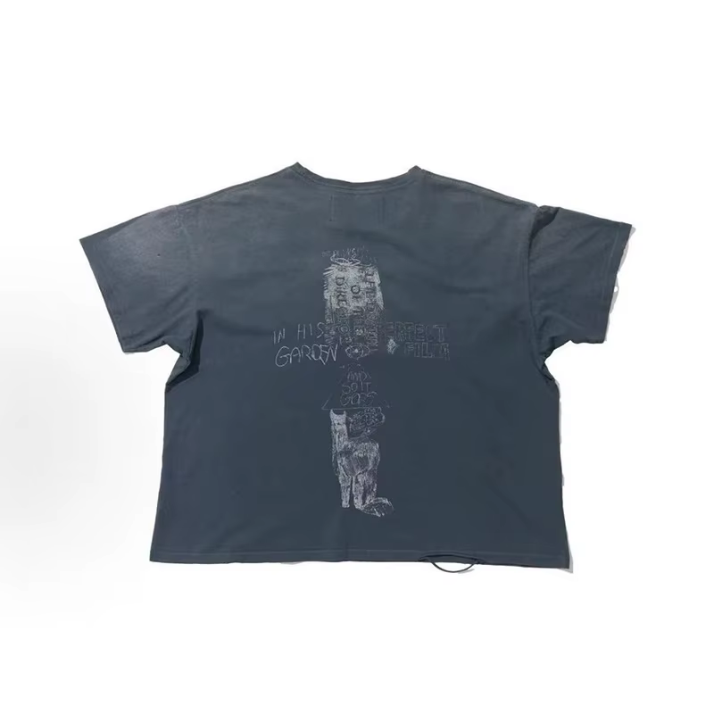Nouveau Bonne qualité lavé bleu Paly t-shirts hommes femme Vintage haute rue mode col rond trou vieux endommagé haut t-shirt à manches courtes