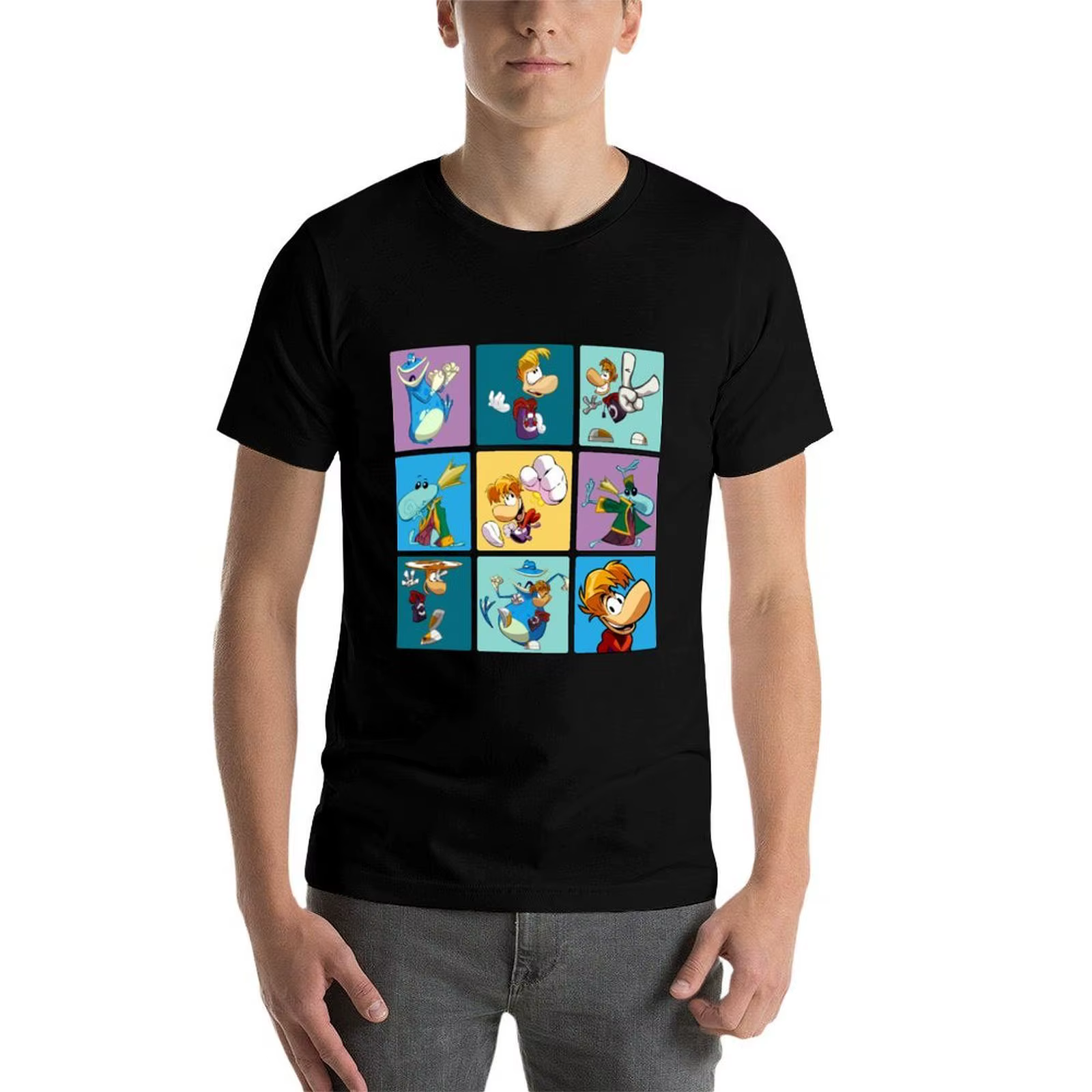 T-shirt Rayman Squares décontracté à manches courtes pour hommes