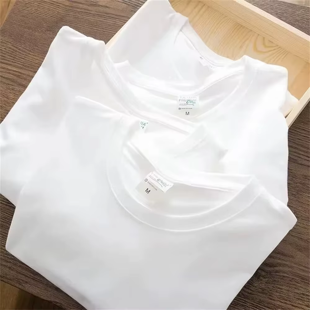T-shirt unisexe en coton pur blanc lourd