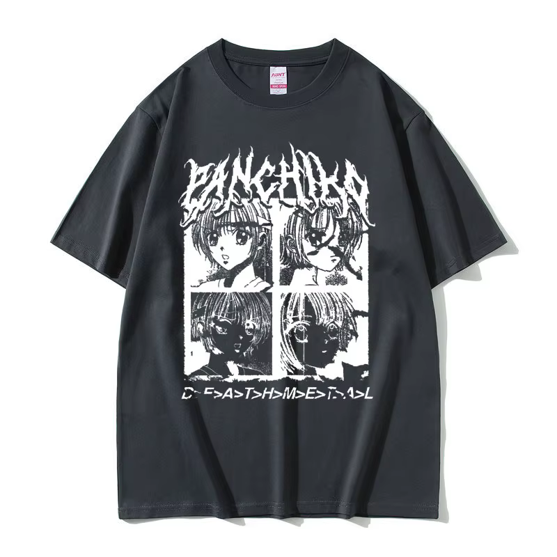 Panchiko DEATHMETAL Album graphique imprimé T-shirt hommes femmes Hip Hop surdimensionné