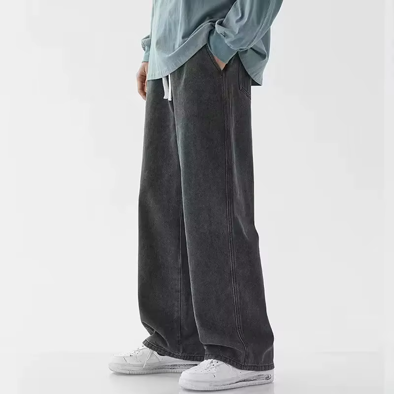 Nouveau Jean Streetwear Ample Homme 2026 Style Coréen Tendance Coupe Droite Large Pantalon