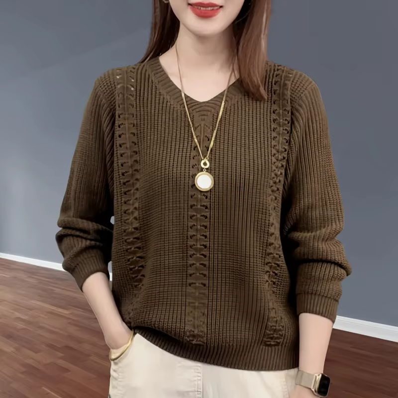 Pull tricoté à col en v pour Femme