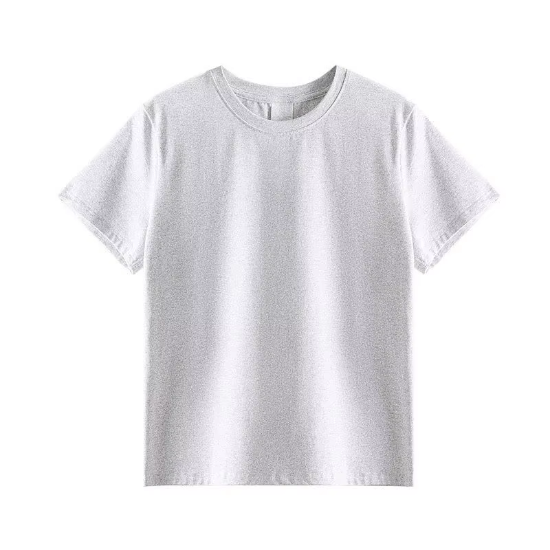 T-shirt à manches courtes pour femmes en été nouveau col rond bleu marine coupe ajustée mince à l'extérieur portant des hauts populaires à la mode