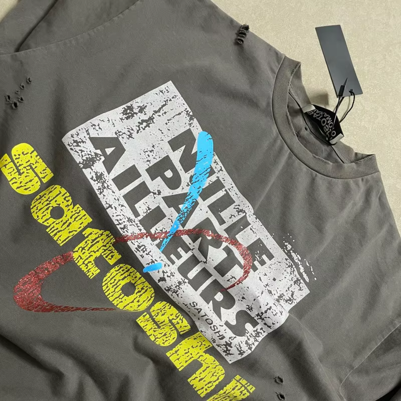 T-shirt vintage déchiré pour homme Satoshi Nakamoto