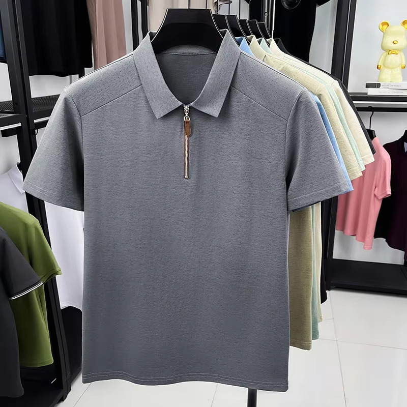 Polo pour homme à col demi-zip