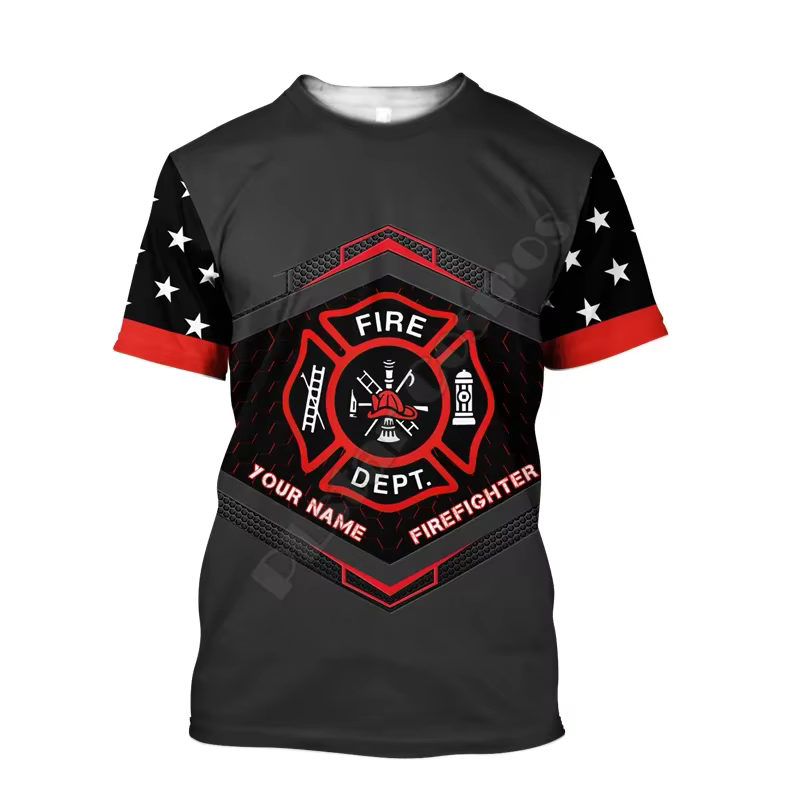 Personnaliser nom pompier 3D partout imprimé T-shirts femmes pour hommes été