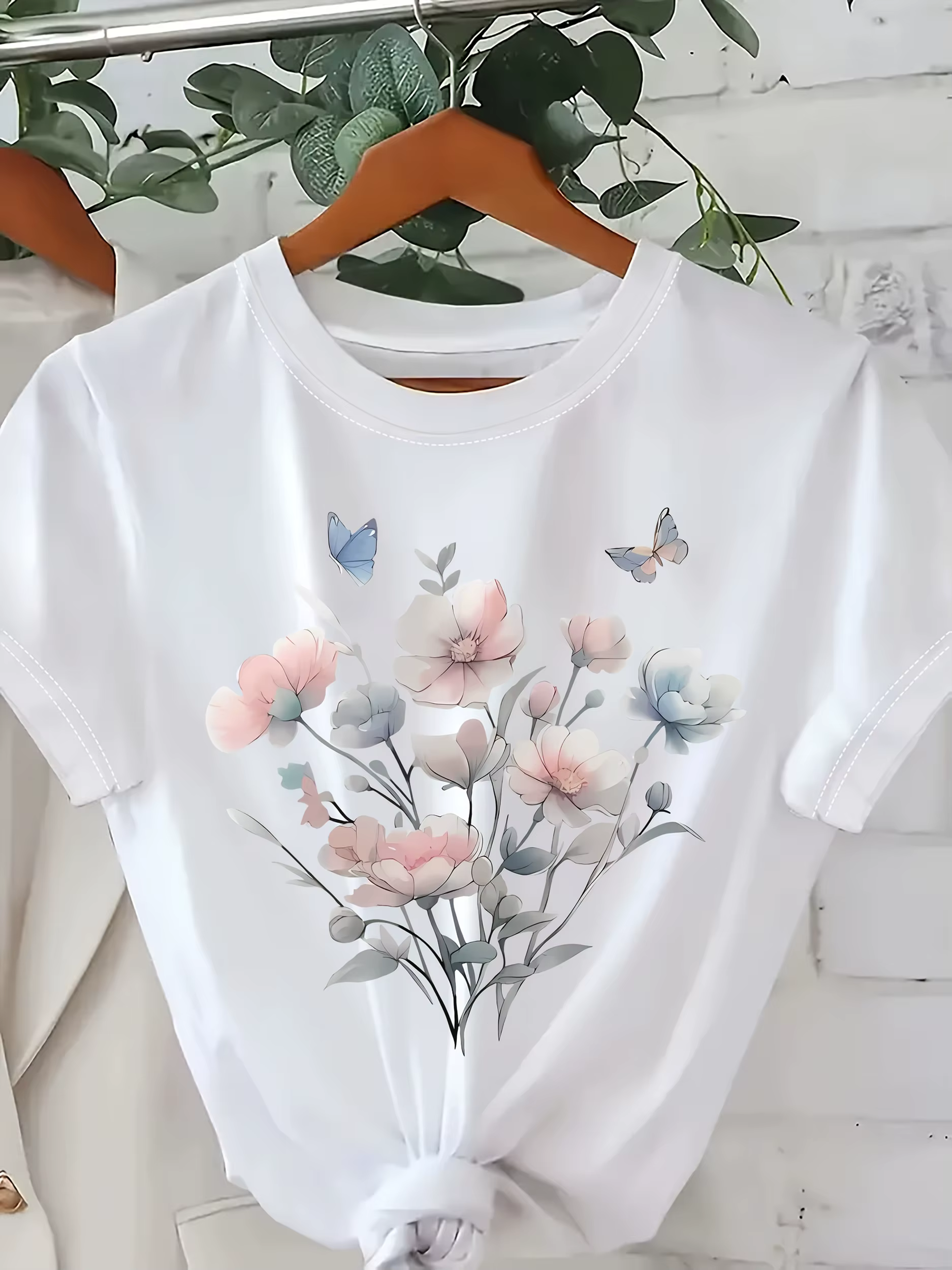 T-shirt à imprimé floral pour femme