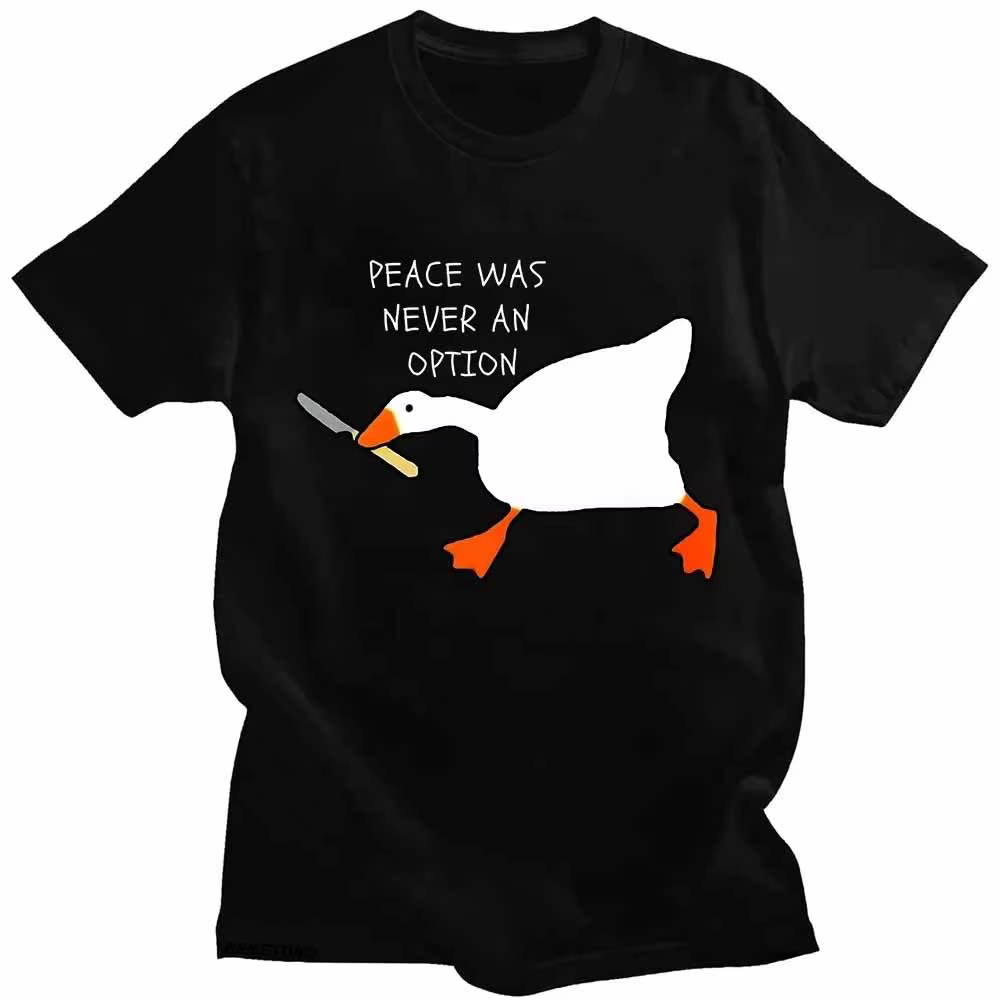 T-shirt à manches courtes pour hommes, sans titre, Goose Games Peace Was Never An Option, chemises décontractées amusantes d'été, vêtements graphiques