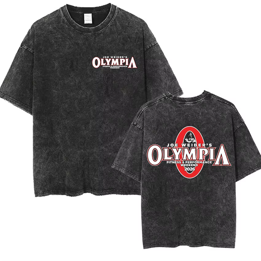 T-shirt graphique vintage délavé Olympia Gym pour homme 2026