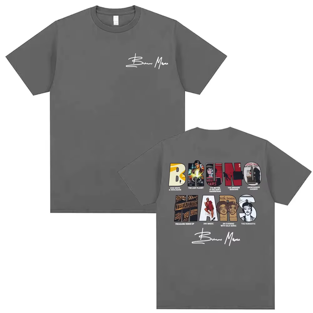Bruno Mars The Romantic 2026 Album Cover T-shirts Hommes Femmes Mode Hip Hop Streetwear T-shirt Coton Décontracté Oversize