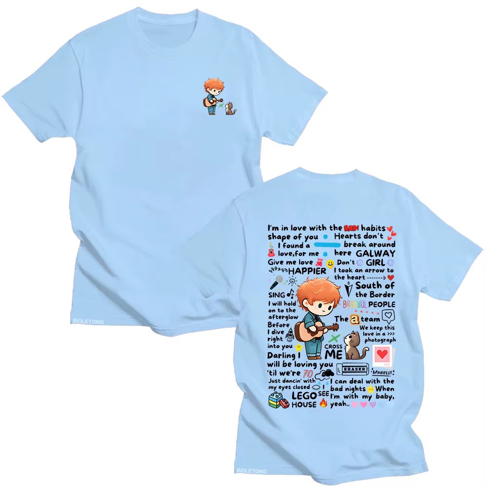 Ed Sheeran Graffiti motif t-shirt nouveau à la mode décontracté femmes hommes vêtements Y2k coton T-shirts mode ample haut t-shirt