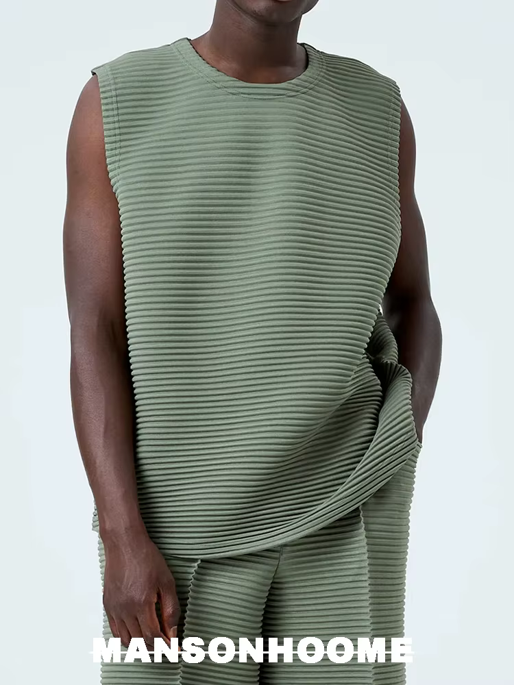 ATA YAKE-Haut Plissé à Col Rond pour Homme